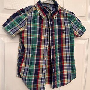 Chaps Easy Care Button Down Colorful Collared Shirt Size Boys 5